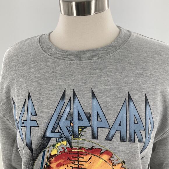 The Vinyl Icons Womens Gray Def Leopard Pyromania Crew Neck Sweatshirt S New - Picture 2 of 12